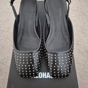 ALOHAS Black Heels with Silver Studs